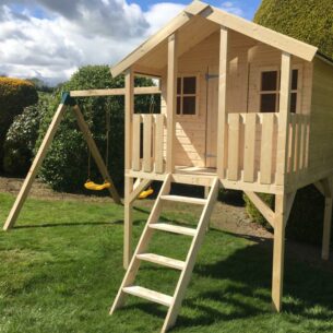 Toby Kids Playhouse with Slide and Double Swing Right