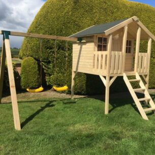 Toby Kids Playhouse with Slide and Double Swing Left