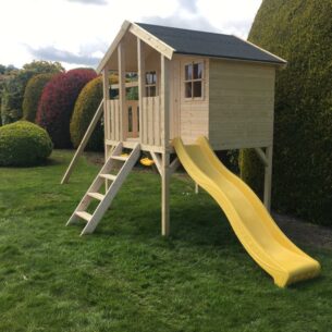 Toby Kids Playhouse with Slide and Double Swing and Slide Right