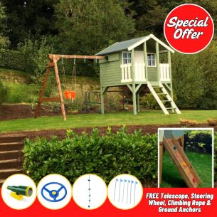 Toby Playhouse with Swing &Climbing Wall