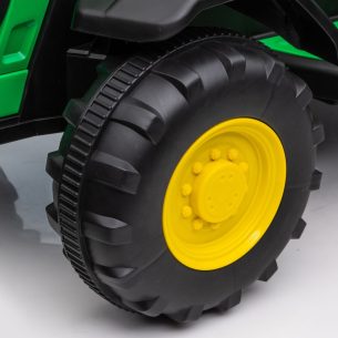 Kids Ride On Green and Yellow 12V Tractor and Trailer
