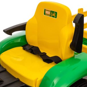 Kids Ride On Green and Yellow 12V Tractor and Trailer