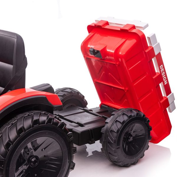 Kids Ride On Red 24V Tractor and Trailer
