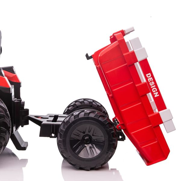 Kids Ride On Red 24V Tractor and Trailer