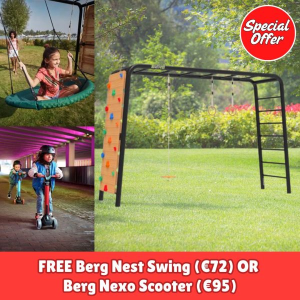 Berg PlayBase Climbing Frame Large LT (Disc Swing + Rings + Climbing Wall)