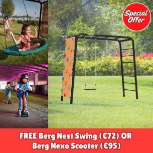 Berg PlayBase Climbing Frame Medium TL (Rubber Seat+Trapeze+Climbing Wall)