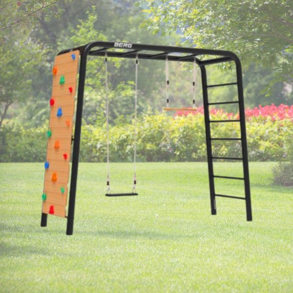 Berg PlayBase Climbing Frame Medium TL (Rubber Seat+Trapeze+Climbing Wall)