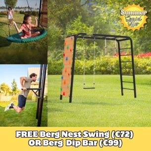 Berg PlayBase Climbing Frame Medium TL (Rubber Seat+Trapeze+Climbing Wall)