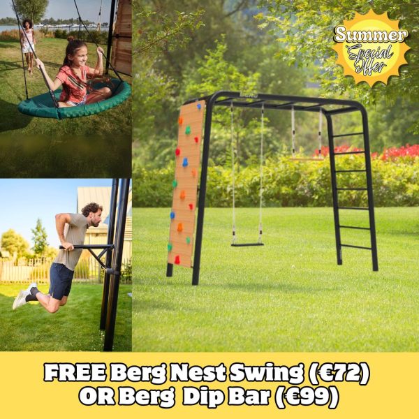 Berg PlayBase Climbing Frame Medium TL (Rubber Seat+Trapeze+Climbing Wall)