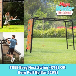 Berg PlayBase Climbing Frame Large LT (Disc Swing + Rings + Climbing Wall)