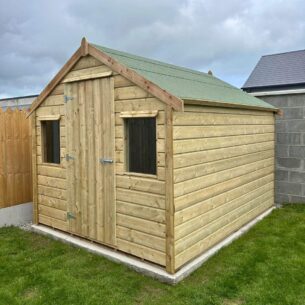 Front angle view of a 10ft x 8ft Timber Garden Shed
