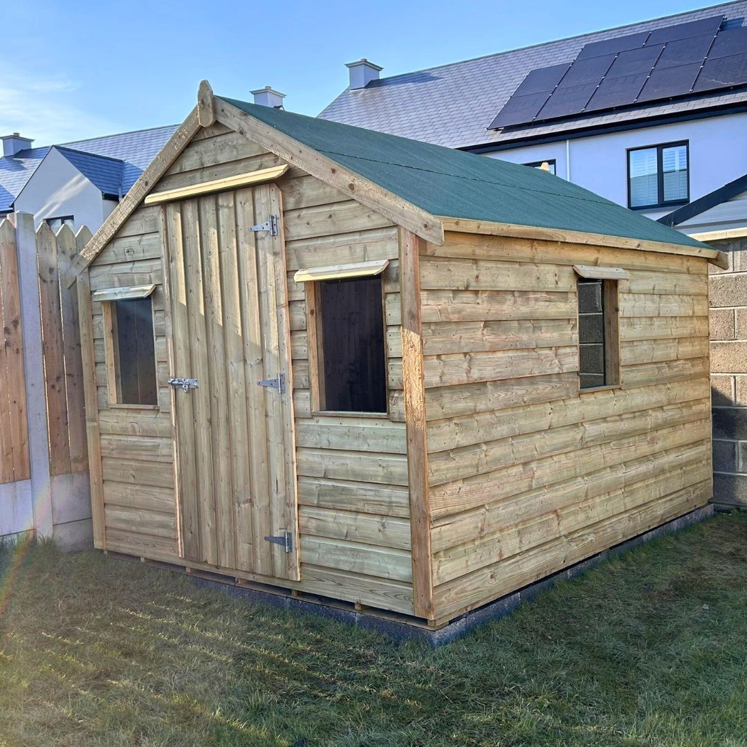 side angle view of the 10ft x 8ft Timber Garden Shed