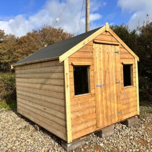 front angle view of 10ft x 8ft Timber Garden Shed in the sun
