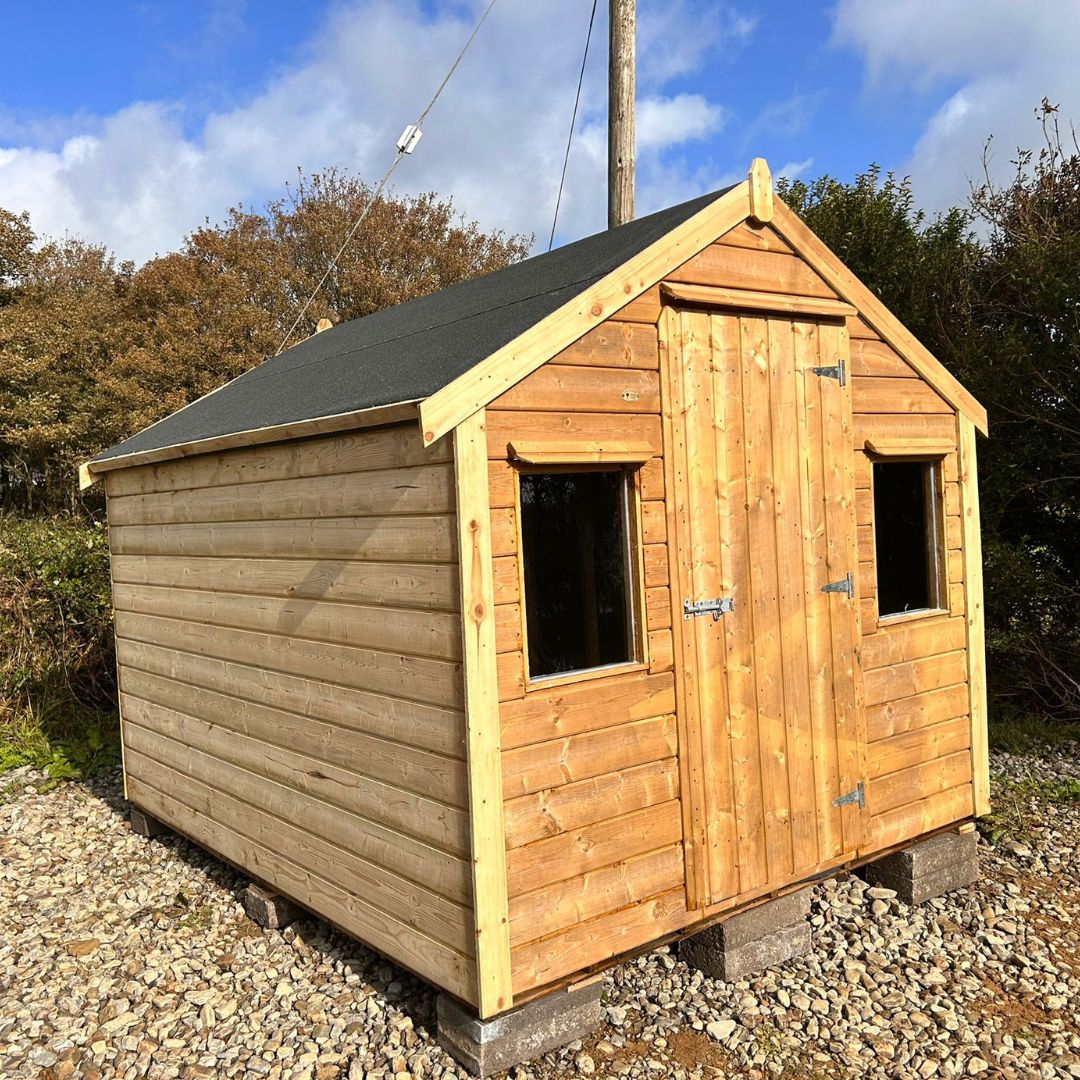 front angle view of 10ft x 8ft Timber Garden Shed in the sun
