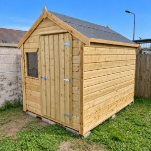 8ft x 6ft Timber Garden Shed in a back garden