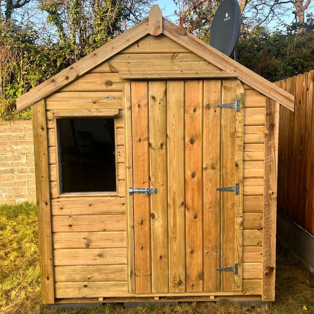 Front view of a 8ft x 6ft Timber Garden Shed
